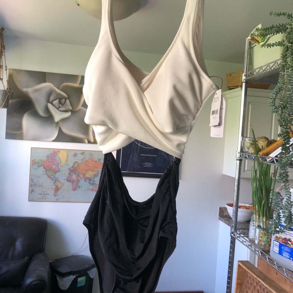 NWT Everyday Sunday Cream & Black One-Piece Swimsuit